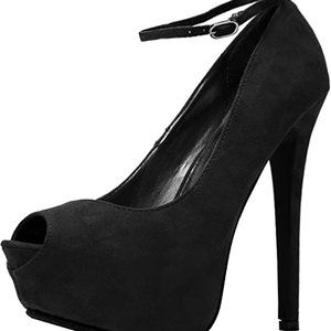 Breckelle's Women's JUDY-21W High Heel Ankle Strap Peep Toe Platform Stiletto
